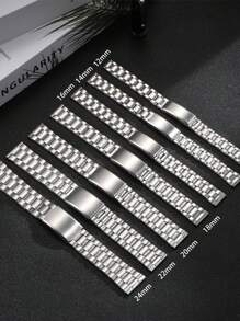 Stainless Steel Five Bead Watch Band Lightweight Replacement Strap For Men Compatible With 12mm 14mm 16mm 18mm 20mm 22mm 24mm Watch Sizes,