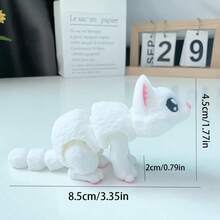 3D Printed Cute And Adorable White Cat Model, Plastic Figurine With Movable Joints, Desk Decor Sculpture, Holiday Gift - Multicolor - View 8
