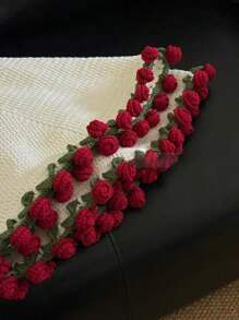 1 Set DIY Crochet Rose Bouquet Blanket Kit Crochet Flower Bouquet Blanket Material Knitting Kit Pack Red Rose Round Blanket Sofa Throw Blanket Birthday Anniversary Gift Wedding Gift Home Decor