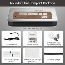 Anybear Vacuum Sealer Machine, 90kPa 120W Wide Seal All-IN-1 Powerful Food Storage, Build-In Cutter | Bags Storage | Digital Countdown Display | 2 Bag Rolls And 5pcs Pre-Cut Bags (Silver Wood Grain) - 1 - View 7