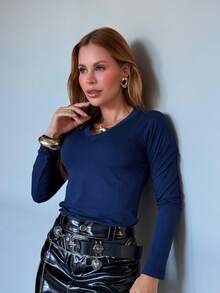 Women Blouses - Navy Blue - View 2