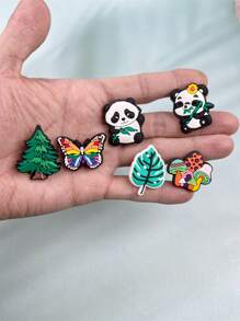 1 Set Of 12 Pcs Panda Cartoon Pattern Fit For Sandals And Bracelet DIY Customization Combination Slippers And Phone Decor Accessories, Suitable For Beach, Holiday, Birthday, Festival Gifts