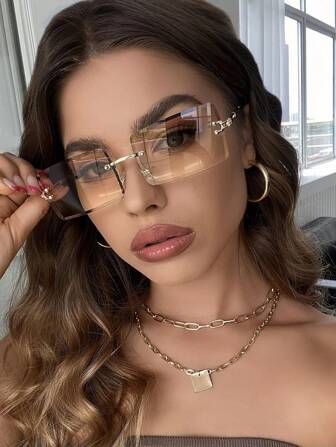 1pc Unisex Square Metal Fashion Glasses, Suitable For Daily Life, Outdoor Travel, And Beach Sun Protection For Summer Beach Vacation,Outdoor,Travel