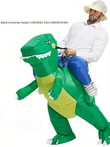 1pc Adult Inflatable Green Dinosaur Costume, Suitable For Halloween Party - Grass Green - View 2