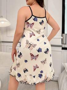 1 Peça Vestido de Alça Elegante com Estampa de Borboleta Tricotado, Camisola de Verão