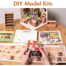 Robotime Rolife Miniature House With LED Lights - DIY Dollhouse Model Kit For Adults And Teens, Cute Mini House Kit, Creative Gift For Women - Fascinating Book Store - View 8
