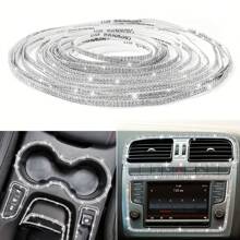 5m Self-Adhesive Rhinestone Tassel Trim - 2 Rows, Solid Color, Suitable For Car Decor, Parties, Birthdays, Weddings, Clothing, Shoes, Hats, Crafts - Thematic Stickers, Best For Christmas