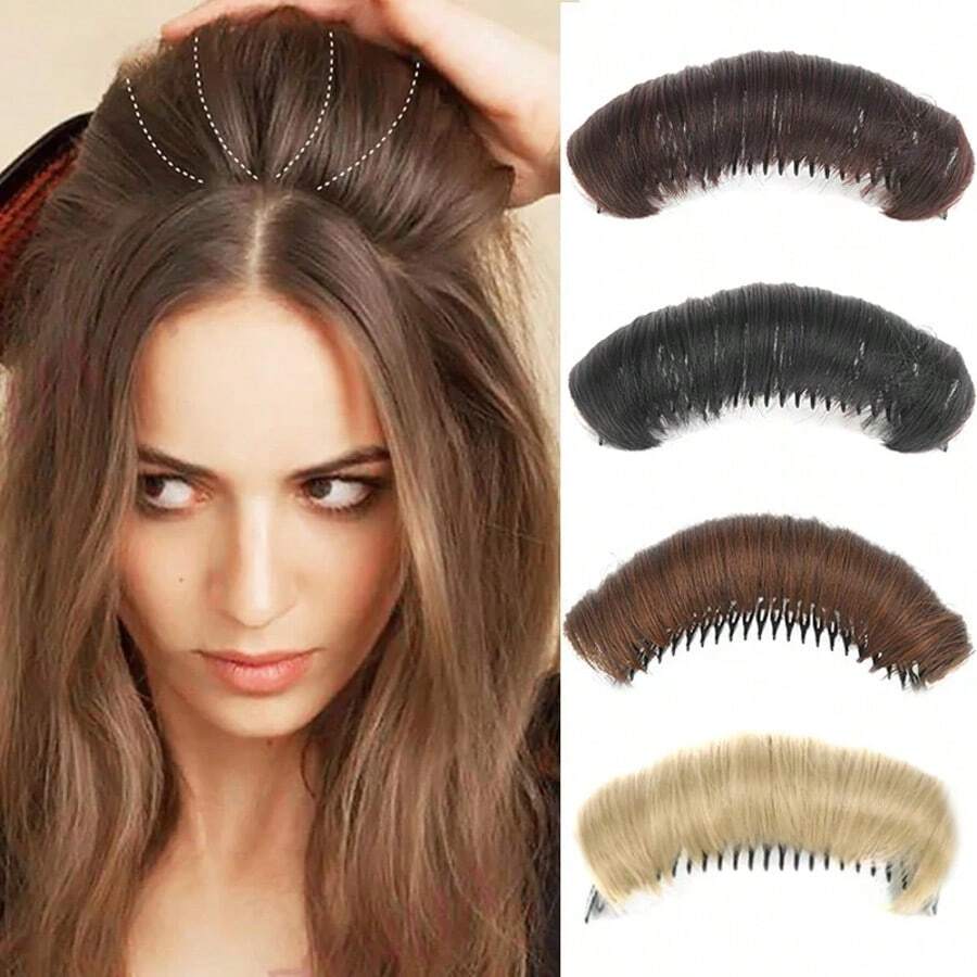 1pc Synthetic Hair Bun Invisible Comb Wig Clip Design Increases Women's Hair Volume Hair Cushion Girl's Simple Black Wig Accessory Hair Extension Wigs For Women Human