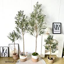 1pc 65-200cm Large Artificial Olive Plant Tree Branches Fake Green Faux Plant Plastic Leaves Ornamental Indoor Outdoor Artificial Plant For Home Garden Hotel Office Party Room Decor