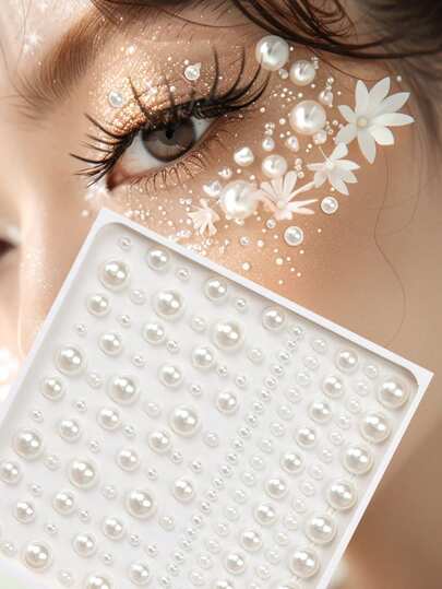 3D Dimensional Pearl Bubble Facial Decorative Rhinestones, DIY For Music Festivals, Carnivals, Valentine's Day, Y2K Style Parties, Daily Decoration, Makeup Parties, Balls And Other Occasions, Can Be Used For Hair, Eyes, Face And Body Decoration