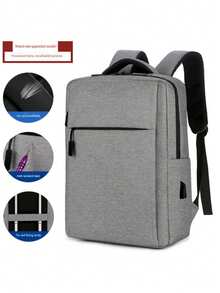 1pc USB Charging Business Backpack, Men's Waterproof Laptop Bag, College Student Commute Travel Bag - Multicolor - View 9