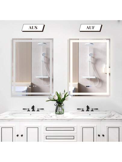 Bathroom Lighting Spiegel LED 50x70cm Wand IP44 Touch Switch Klok Fog Removal Feature Dimmable 3000K 6500K view 8