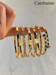 Camhanno 1 件时尚奢华中性不锈钢手链，多种款式，适合女孩的生日礼物