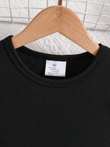 Rochie de vară pentru fete, cu imprimeu de inimă și slogan, casual, cu decolteu rotund și tiv cu volane
