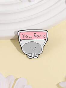 1 Pc"You're Awesome!" Doodle Badge - Cute Cartoon Rock Badge, Perfect For Backpacks And Gifts - Multicolor - View 4