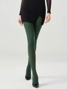1 Pair Women 60D Sexy Tights, Sheer Green Stockings, Fashionable And Simple Pantyhose Leggings