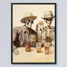 1pc, Vintage Skull Denim Canvas Art, Nosai Relic Wood Framed Wall Decoration, Unique Western Mural And Creative Posters For Road Trip Gifts- 1 Piece Of Wood Framed Oil Painting (3) Thickness 2.5 Cm/ 1 Inch- Home Decoration For All Occasions - Ideal New Year, Valentine's Day, Thanksgiving, Easter, Christmas Gift , Room Decoration Aesthetic, Wall Decoration Art, Perfect Gift, Autumn And Winter Wall Decoration, Living Room Decoration, Bedroom Decoration, Kitchen Decoration, Entry Decoration, Bathroom Decoration, Direct Wall Painting, High Quality Wall Painting Poster - Khaki - View 5