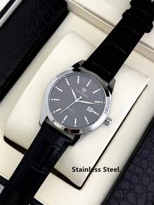 Pablo Raez 1pc Black Suit Cool Man Watch Fashion Casual Wristwatch For Man Stainless Steel Silver IPS Plated Case Luxury Black Soft & Comfortable Microfiber Leather Superior Sense Luminous Bar Scales Face With Date 50M Waterproof Top Brand New AAA Male Quartz Wristwatch Sports Elegant Clock Nice Business Gift For Friend Or Family Father Presents Fit For Daily Life/Work/Party Decorations Dress Watch Birthday Retro - one-size - View 10