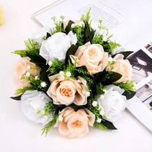 Bola de flores artificiales barata, base de malla verde de plástico, centros de mesa de seda para decoración de bodas, fiestas, camino de flores, ramos de flores - 7 - Ver 6