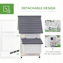 PawHut Wooden Chicken Coop Hen House Enclosure Garden With Ramp Run Nesting Box - 1 - View 6