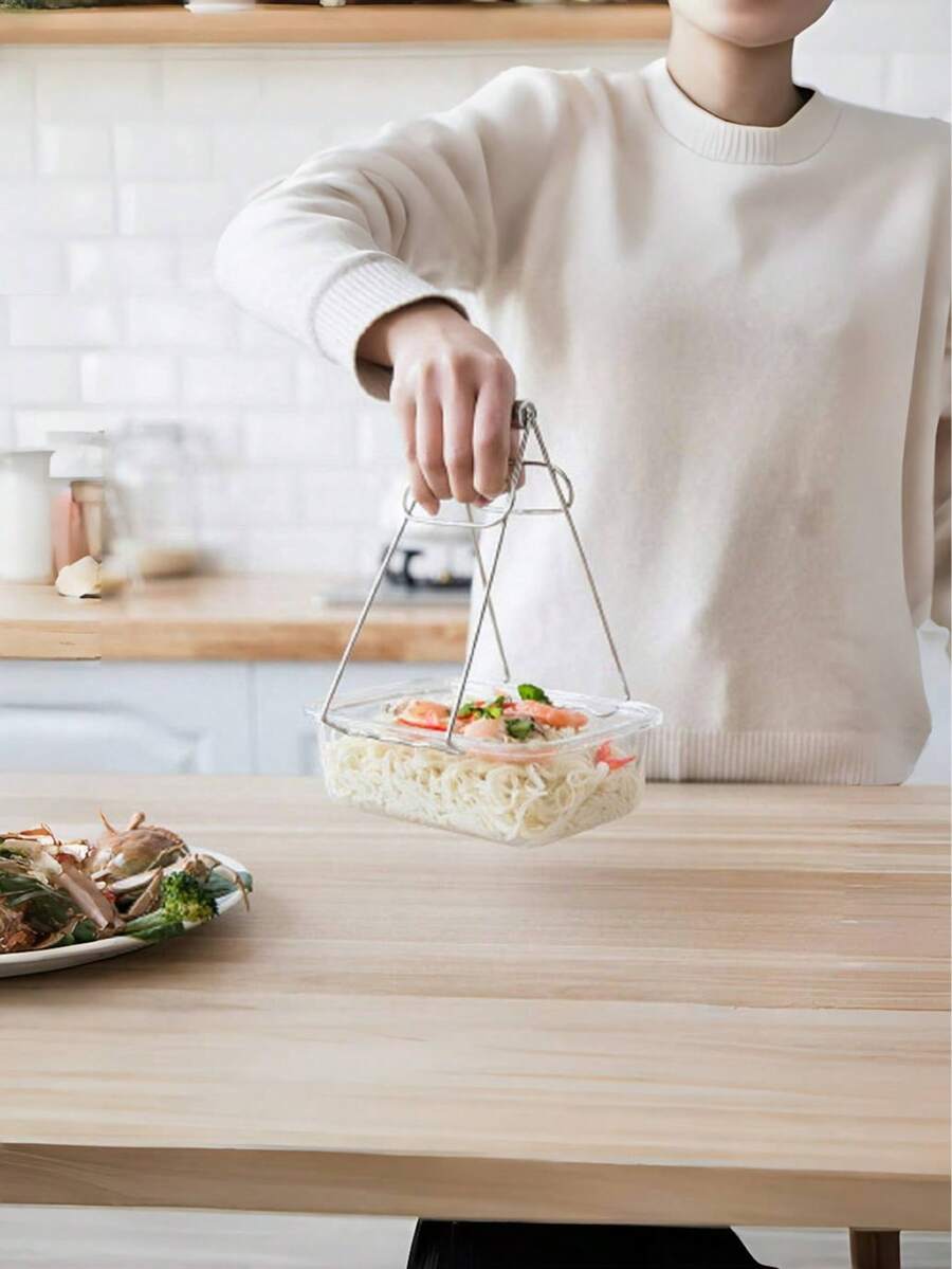 1pc Universal Kitchen Stainless Steel Plate Lifter, Folding Hot Dish Plate Bowl Clip Plate Retriever Tongs(Random Color And Style)