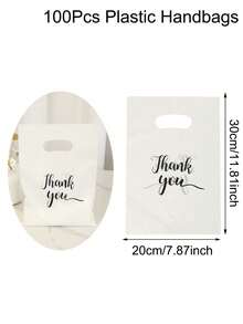 50/100PcsBlack White Pink Thank You Gift Bag Birthday Party Wedding Portable Gift Packaging Plastic Bags With Handle For Party, Birthday, Wedding, - Multicolor - View 10