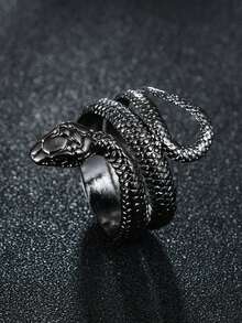 1pc Retro Punk Snake Shaped Adjustable Open Ring, Fashion Unisex Hip-Hop Accessories