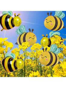 7 Stücke Bienen & Margerite Folienballon Set - Aluminium Folienballons geeignet für Frühling, Geburtstag, Jahrestag, Abschluss, Muttertags Partydeko - Auch geeignet für Hochzeiten, Taufen, Thanksgiving, Valentinstag und weitere Anlässe
