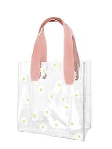 10-1pc Simple Double Handle Waterproof Flower Gift Tote Bag, Foldable Flower Bouquet Packaging Hand Carry Bag, Delicate Flower Box With Handle For Gift Wrapping, Small PVC Bag, Mini Transparent Gift Bag With Handle, Plastic Gift Bag With Handle Transparent Handbag, Rectangular Wedding Gift Packaging Bag - Multicolor - View 27