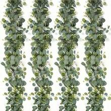 1/4/8 piezas de guirnalda de eucalipto falso con flores blancas: 5.9FT/180cm Hojas de eucalipto de dólar plateado Gypsophila Guirnalda, Enredaderas de follaje artificial para decoración de boda, fiesta, repisa, camino de mesa, hogar, oficinas, decoración de verano, plantas falsas - Multicolor - Ver 13