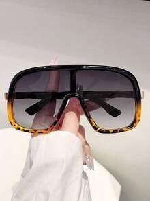 1 Peça Novo Óculos de Sol Oversized em Formato de Escudo de Moda Feminino, Design de Lente Integrada, Óculos Laranja, Formato Simples, Cor Degradê, Óculos Decorativos de Armação Completa para Verão, Praia, Viagem, Outdoor - Multicolorido - Visão 6