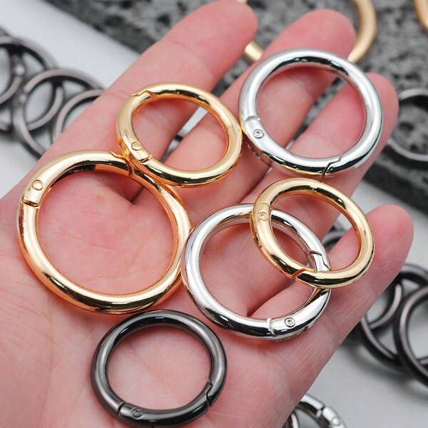 5/8pcs Spring O Ring Round Snap Fasteners, DIY Accessories Spring Key Rings, Suitable For Keychains, Bags, Wallets, Handbags And Pet Leashes