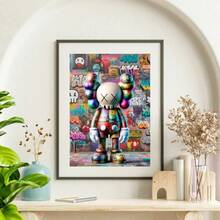 1 件 KAWS 风格极简主义艺术画 – Kaws 海报当代墙壁艺术画 | 炫酷流行艺术印刷品，适用于卧室装饰、办公室或工作室装饰海报帆布印刷，2D，非常适合房间装饰，无框 - 彩色 - 查看 2