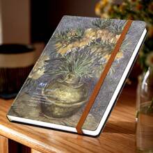 1Pc, A5, Van Gogh Retro Oil Painting Sketchbook, 100Pages, Bandage Sketchbook, Marker Pen Sketchbook, Thick Watercolor Sketchbook, Hand-Painted Journal, Hard Cover Thickened Notebook, Drawing Supplies, Paper For Artists, Perfect Gift