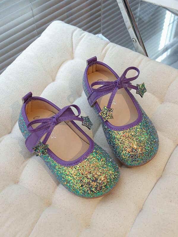 Girls' Patent Leather Shoes, New Spring/Autumn Princess Crystal Shoes For Little Girls
