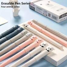 Cute Cartoon Animals Gel Pens, 0.5mm Fine Point, Kawaii Cat ,Mouse And Bear Design ,Washable Erasable Black Blue Ink, Stationery Gift Plastic Material Creative Erasable Pen For School And Office Supplies,Cat Pens For Writing,Stationery Gift,Back To School - Multicolor - View 8