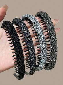 2pcs Women's New Rhinestone Headband, Simple Versatile Non-Slip Hairband For Outdoor Use, Bangs Fixing Hair Accessories, Hair Band, Hair Hoop, Home Beauty Women Accessory Gifts ,Head Piece