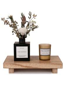 1pc 8.6 X 3.5 Inch Wooden Base Display Stand Rack, Suitable For Bathroom Kitchen Sink, Can Be Used As Soap Dish, Candle Holder, Plant Pot Tray, Farmhouse Decor For Bathroom And Kitchen - Multicolor - View 3