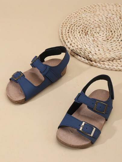 2025 New Summer Fashion Versatile Boys & Girls PU Leather Back Strap Design Roman Sandals, Soft Breathable Foot Protection Non-Slip Sole Lightweight Sandals