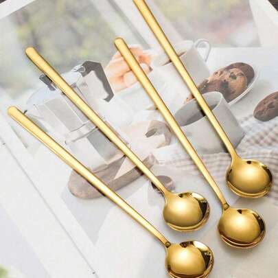 12/7/3/1 件套装不锈钢咖啡勺、搅拌勺、长柄茶匙、金茶匙、金勺、冰茶勺、长搅拌勺、金色浓缩咖啡勺 - 适用于咖啡、糖果、甜点、冰淇淋、开胃菜、卡布奇诺、不锈钢金色小巧勺 - 非常适合家庭、餐厅、咖啡厅、学校返校