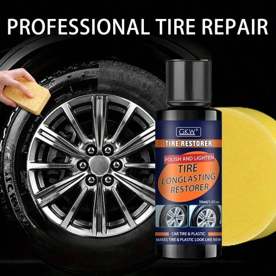 汽车轮胎蜡抛光增白剂、汽车轮胎涂层膏、橡胶密封更新划痕修复、塑料亮光蜡、深黑色光泽、持久保护