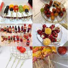 200/100/50/30/12pcs Set Aquamarine/Light Red/Black Bamboo Skewers, Scissors Design Fruit Picks, Elegant Cake Picks & Food Decorative Picks, Suitable For Party, Birthday, Wedding, Outdoor Occasions - Multicolor - View 6