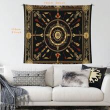 1 pezzo Arazzo in terylene medievale nordico con rune nere e dorate per soggiorno, camera da letto, dormitorio, appeso al muro, decorazione per la casa, grande motivo misterioso vichingo con simboli antichi, arte bohémienne da parete, 90x70 pollici in cotone e lino
