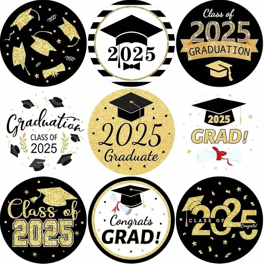 500 Stickers/Roll Graduation Season Celebration Circular Stickers, Sealing Stickers For Gift Labels, Invitation Letter Sealing Stickers, Decorative Stickers - Multicolor - View 1