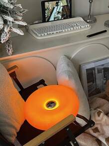 1pc White/Orange Donut Shaped Table Lamp, Simple Creative Light, LED Light, Touch Switch, Three Color Temperature, Infinitely Dimmable, Convenient Charging, Suitable For Gift Giving, Friends Party, Room Decoration, Bedroom Decorative Night Light And So On A Variety Of Atmospheric Decorative Lamps