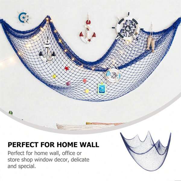 1 pieza, Red de pesca Decoración temática de playa para fiesta, sala de estar, dormitorio de 78 pulgadas de estilo mediterráneo, decoración de pared con diseño náutico de red de pesca, conchas y para colgar en el hogar y decorar fiestas
