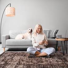 Homore Living Room Rug Floral Boho Washable Area Rugs Non Slip Low Pile Vintage Large Rugs For Bedroom Farmhouse Dining Room Kids Playroom - 棕色 - 查看 2