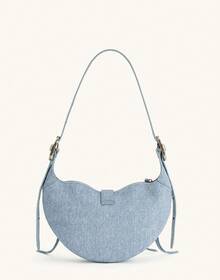 JW PEI ✅ Tessa Suede Shoulder Bag: Soft Suede, Hobo Design, Multiple Zipper Pockets, Studded Details, Adjustable Strap - Blue - View 3