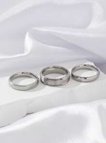 3pcs Fashionable Simple Charm Stainless Steel Ring Set For Men, Woman,Couples, Daily Wear And Parties ,Birthday Gift Festivals Jewelry ,Stackable Ring Statement Band