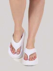 Women's Flat Cloud Clogs Platform Puff Comfortable Lightweight Flip Flops - 白色 - 查看 2